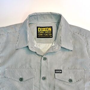 DIXXON Flannel Co Mens Size M Short Sleeve Shirt Gray Striped Form Function Work